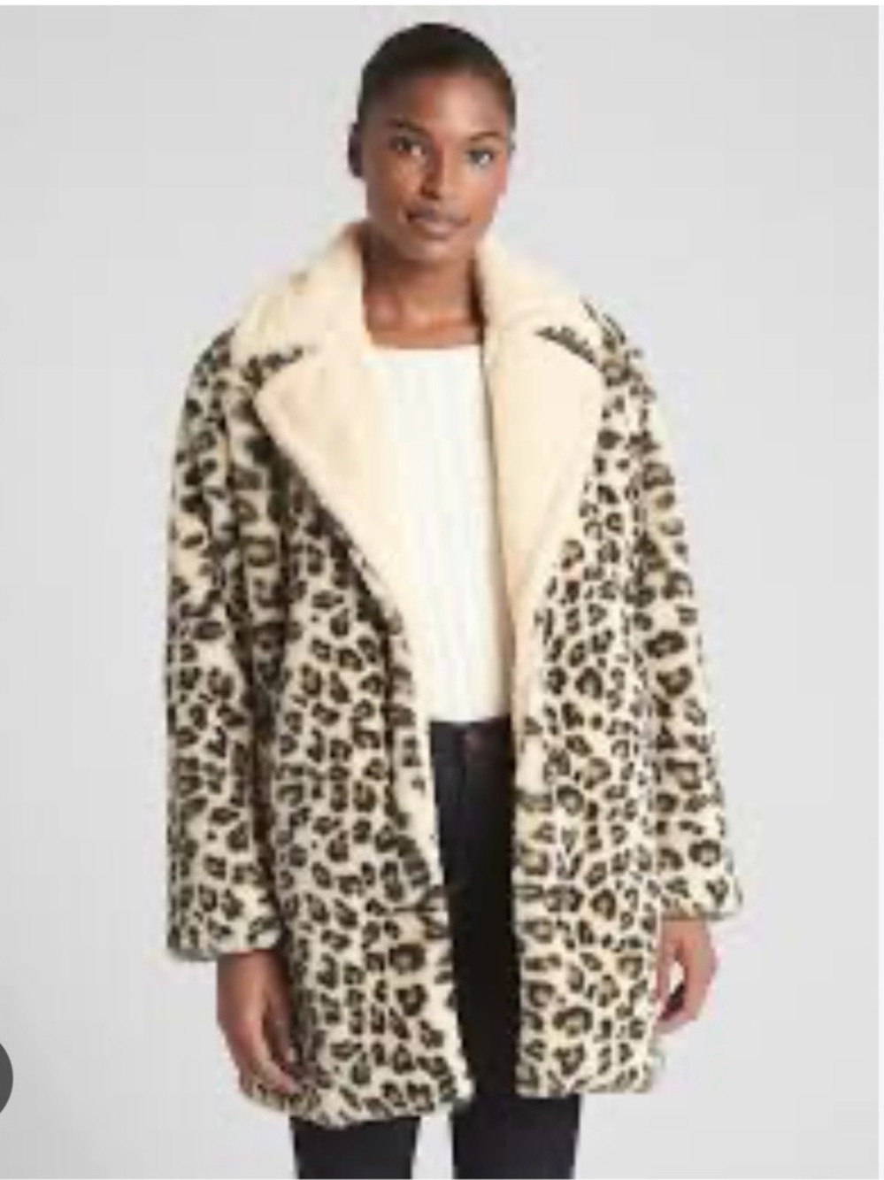 GAP Leopard Faux Fur Teddy Jacket in Cream and Black like new! Size Medium